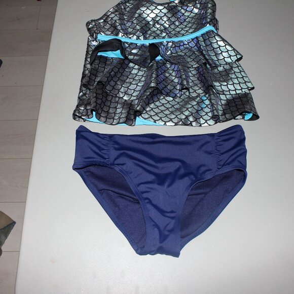 Multi Color 2 Pcs Justice Tankini Swimsuit Size 14 - Picture 1 of 10